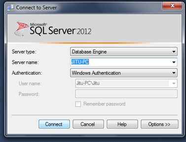 Open Microsoft SQL Server Management Studio 2012